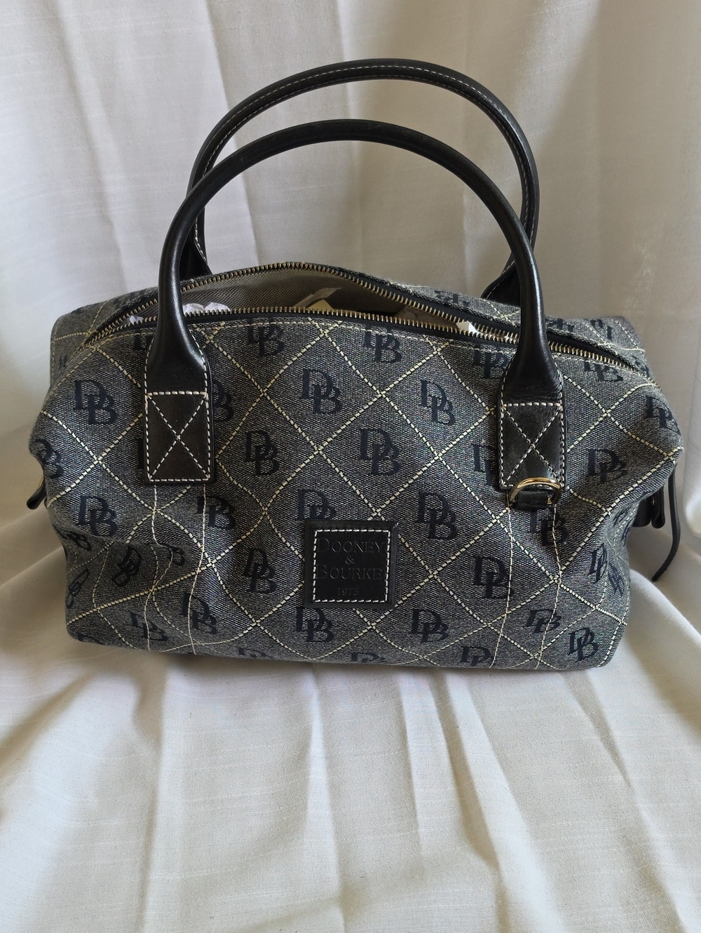 Dooney & Bourke Black and Gray Monogram Satchel